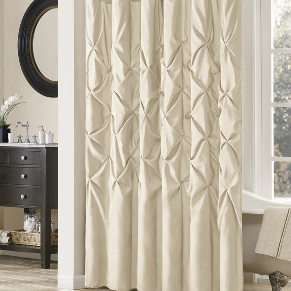 Madison Park Cream Elegant Pintuck Shower Curtain